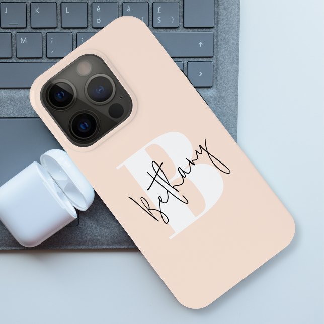 Monograma Cor-de-Rosa Espelho Moderno Elegante (Criador carregado)