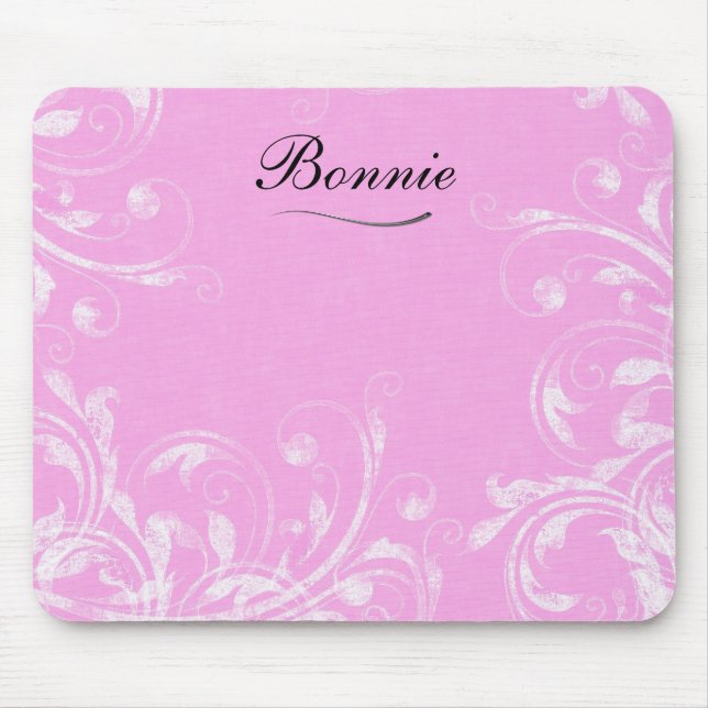 Monograma cor-de-rosa Mousepads (Frente)
