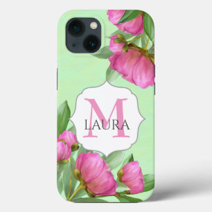 Monograma Cor-de-rosa, Peônias Botânicas Florais P