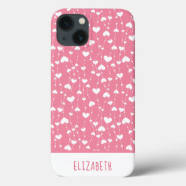 Monograma Corações Rosa e Branco Feminino