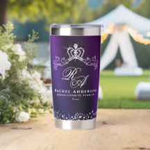Monograma Coroa com Brilho Azul Roxo