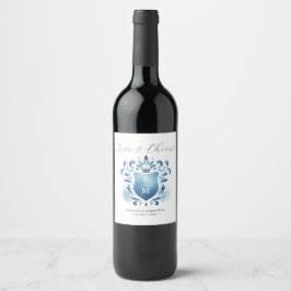 Monograma Crest Etiquetas de Vinho Personalizadas