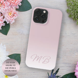 Monograma Customizado Elegante Rosa Poeirento Clar
