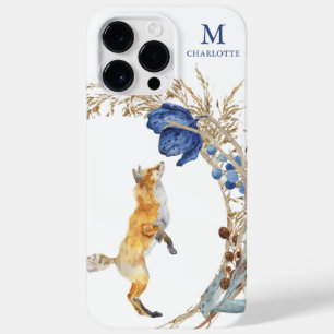 Monograma Cute Woodland Fox Aquarela Nome Floral