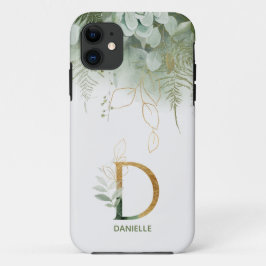 Monograma D Elegante Greenery capas de iphone