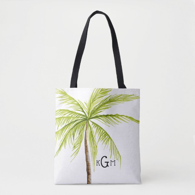 Monograma da Bolsa de praia Tropical Palm Tree (Frente)