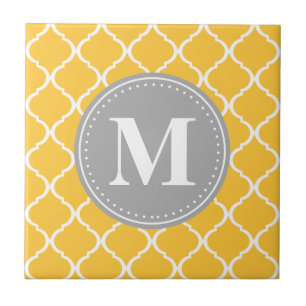 Monograma da Cinza de Latice de Girassol Amarelo-m