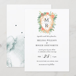 monograma da crista rustica Convite de Casamento