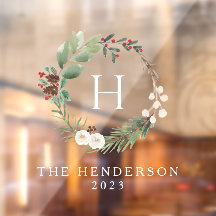 Monograma da Família Wreath de Watercolor Christma