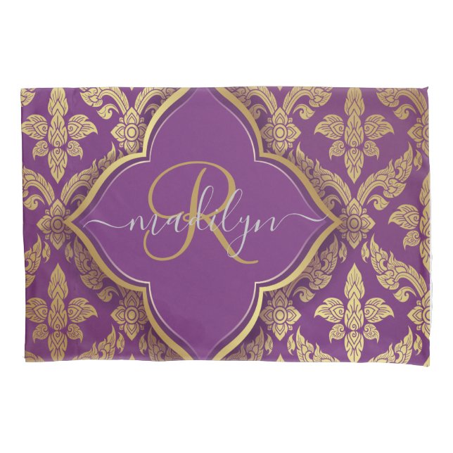 Monograma da Fleur Dourada Roxo (Frente)