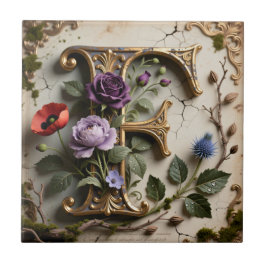 Monograma da Letra F com Patina Floral Vitoriana