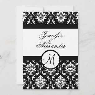 Monograma Damask Convite Linen Paper