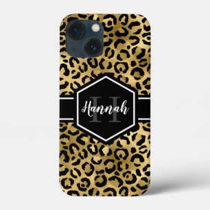 Monograma das Manchas Leopardo Pretas Douradas