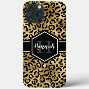 Monograma das Manchas Leopardo Pretas Douradas