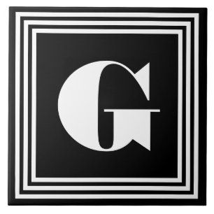 Monograma de 3 Quadros Negrito   Preto e branco