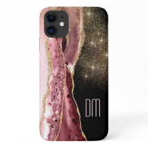 Monograma de Abstrato Dourado com estrela cor-de-r