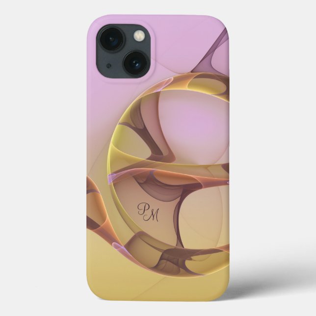 Monograma de Arte Fractal com Ouro Rosa abstrato (Verso)