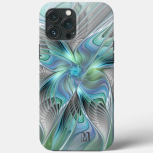 Monograma de Arte Fractal de Borboleta Verde abstr