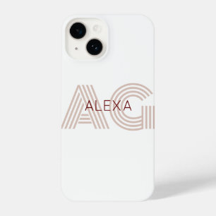 Monograma de Beige Moderno e Vinho