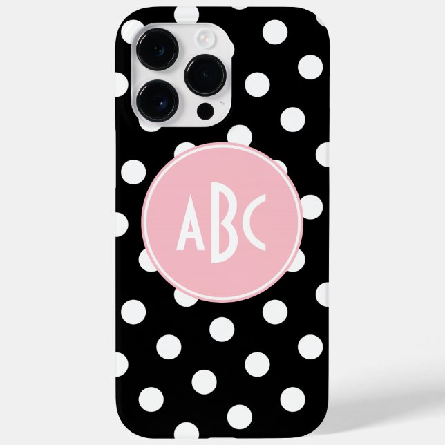 Monograma de Bolinhas Rosa Preto e Branco (Verso)