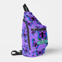 Monograma de borboletas roxas Elegantes