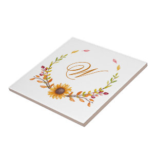 Monograma de Buquê Floral de Queda Elegante
