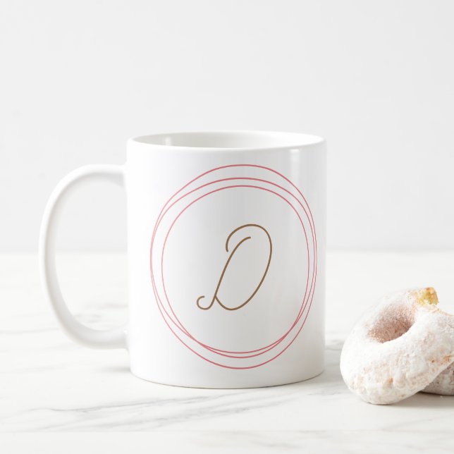 Monograma de caneca a rosa/Dourada (Com Donut)