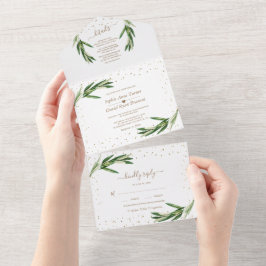 Monograma de casamento com confete dourado e folha