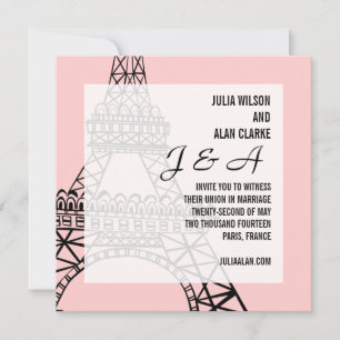 Monograma de Casamento Convite Paris Rosa