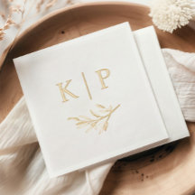 Monograma de casamento elegante com folhas verdes