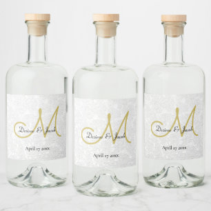 Monograma de Casamento Elegante Dourado Branco Sim
