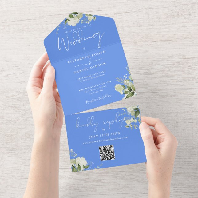 Monograma de Casamento em Azul Centáurea com Códig (Aba destacável)