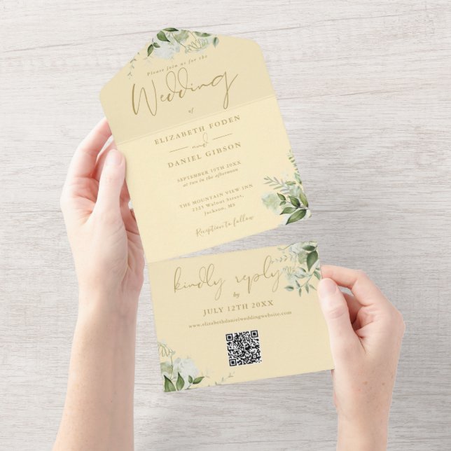 Monograma de casamento em código QR de verde amare (Tearaway)
