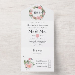 Monograma de Casamento Flamingo Tropical Rosa Exót