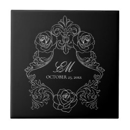 Monograma de Casamento Gótico Preto e Branco