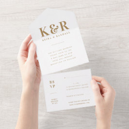 Monograma de Casamento Minimalista Simples Dourado