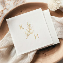 Monograma de casamento moderno minimalista com fol