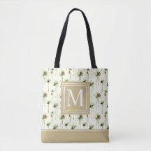 Monograma de Chuva de Flores Brancas| Saco de Tote
