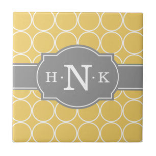 Monograma de Cinza de Padrão do Círculo Amarelo Gi