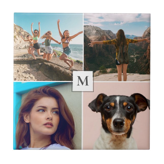 Monograma de Colagem de Fotos da Família  (Frente)