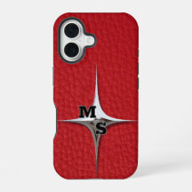 Monograma de Couro Vermelho Moderno