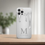 Monograma de Cromo Líquido de Prata<br><div class="desc">Cromo Líquido de Prata Coloca Capa de telefone de Célula Monográfica Metálica com nosso cromo líquido falso de tendência em um fundo metálico prateado com seu monograma e nome personalizados. Entre em contato conosco em cedarandstring@gmail.com se precisar de assistência com o design ou produtos correspondentes. Você está pingando no luxo,...</div>