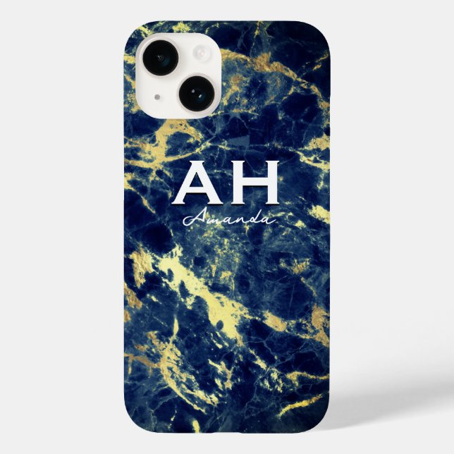 monograma de dourado azul-mármore azul-mácula mari (Verso)