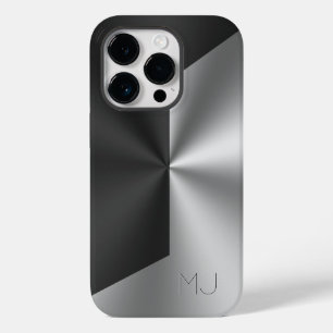 Monograma de ecrã dividido em cinzas e preto metál