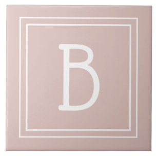 Monograma de Fazenda Moderna em Rosa e Branco Inic