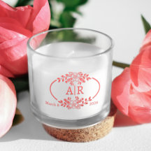 Monograma de Festa de casamento redonda em vermelh