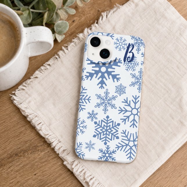 Monograma de Flocos de Neve Azuis Modernos (Criador carregado)