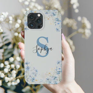 Monograma de Flor Azul Personalizado