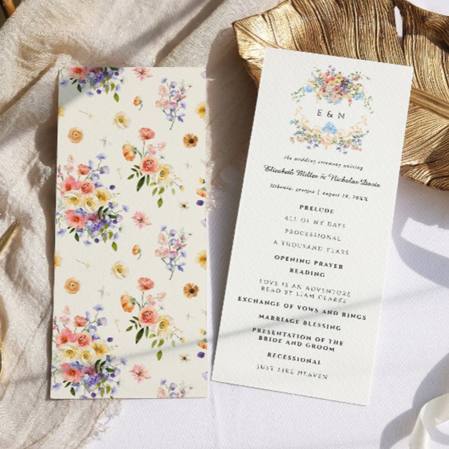 Monograma de Flor Silvestre | Programa de Casament (Criador carregado)