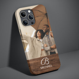 Monograma de Foto Personalizada com Madeira Marrom